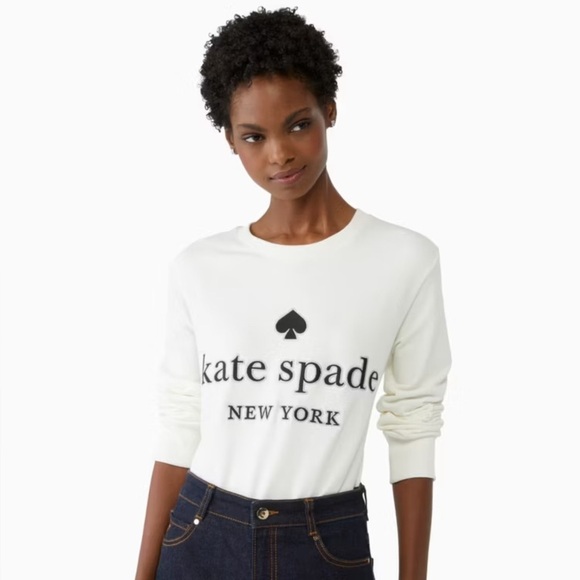 kate spade Sweaters - Kate Spade Cream Sweatshirt with Black Logo